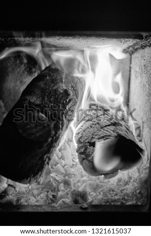 firewood burning in a stove