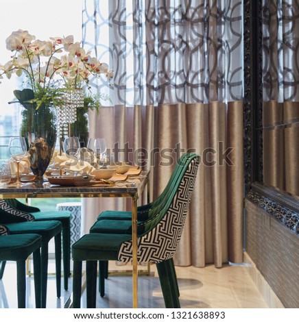 luxury dining room  Royalty-Free Stock Photo #1321638893