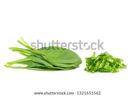 Chopped spinach isolated on white background Royalty-Free Stock Photo #1321651562