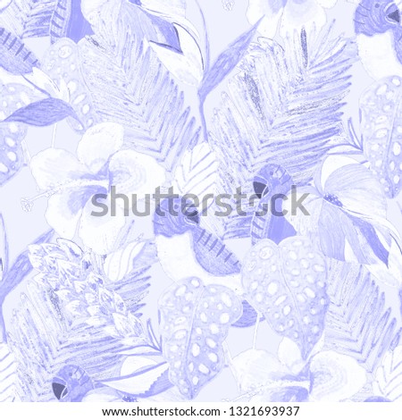 Tropical birds seamless pattern. Beautiful cartoon pattern with colorful parrots and toucans pattern for fabric design. Beautiful seamless hand drawn jungle pattern background