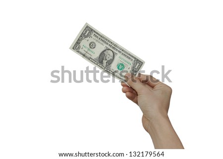 Paying One Dollar, isolated on white