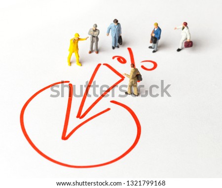 Miniature people on paper with pie chart graph. The concept of a collective solution to any problem. 