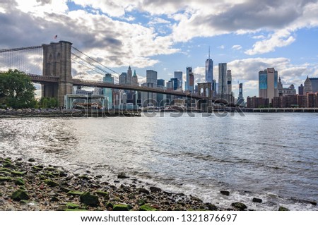 NYC Skyline from DUMBO in the district of Brooklyn, New York, USA