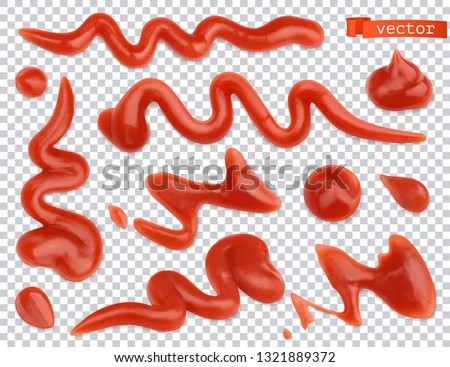 Ketchup flowing. Tomato. Pasta sauce 3d vector realistic set Royalty-Free Stock Photo #1321889372