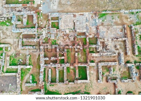 Minoan Palace of Malia, Crete, Greece is the third largest on the island, but with a strategic important position on the north coast, aerial photography
