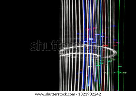 light painting moving lights on space sci fi background