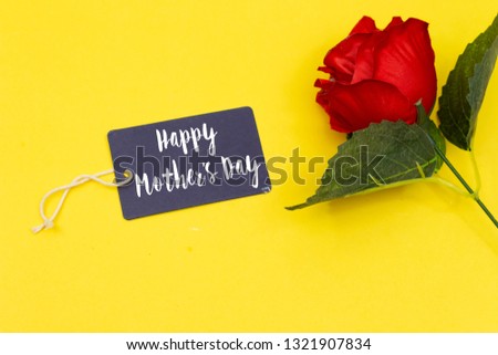 International mother's Day. Happy mother's Day tag with rose flower