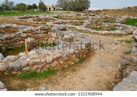 Minoan Palace of Malia, Crete, Greece is the third largest on the island, but with a strategic important position on the north coast, detail photos