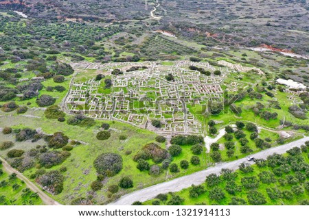 Minoan settlement of Gournia lies on a small hill, it is in very good condition, strategically perfect situated between north/south and east/west main roads, aerial photography