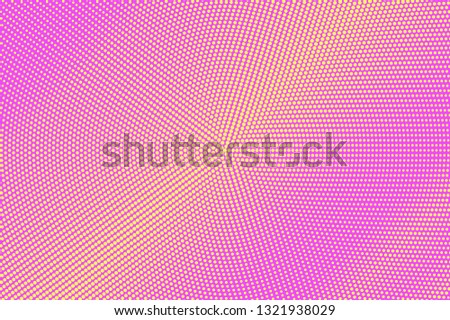 Pink yellow halftone vector background. Smooth halftone texture. Diagonal dotwork gradient. Retro dotted vector background. Colorful halftone overlay. Vintage cartoon effect. Perforated texture