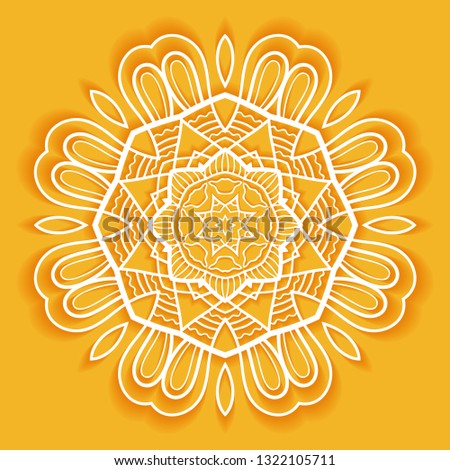 Mandala isolated design element, doodle geometric line pattern. Stylized floral round ornament. Hand drawn vector illustration