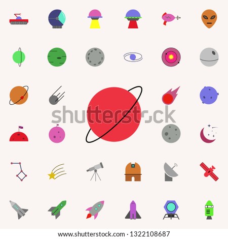 planet with a companion colored icon. Colored Space icons universal set for web and mobile