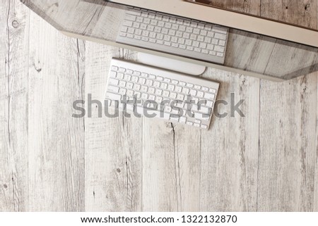 A studio photo of a desktop computer