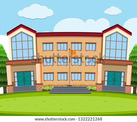A school building background illustration