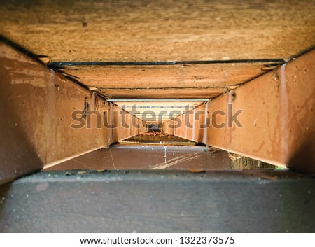 Abstract picture Square shape from under the wooden walkway