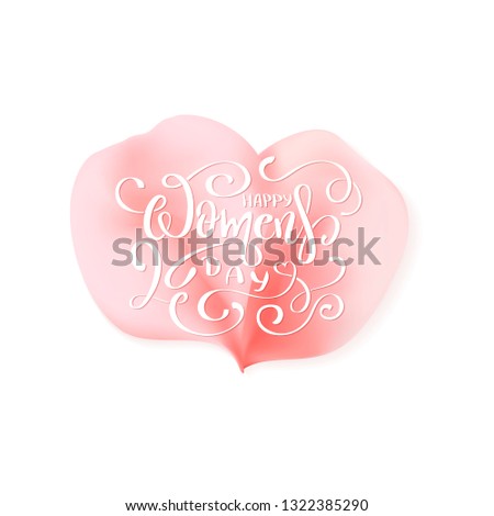 Happy Women's day banner with rose petals. Vector 8 March greetings text poster for mother's day. International women's day flyer background template