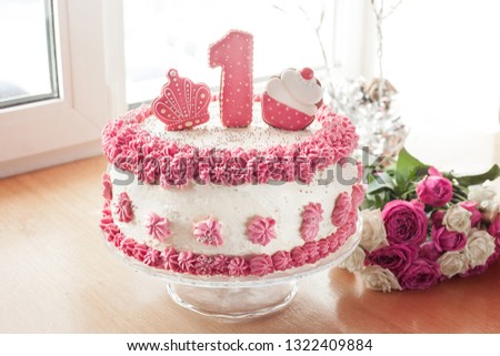 Beautiful pink tiramisu cake for a girl's birthday 