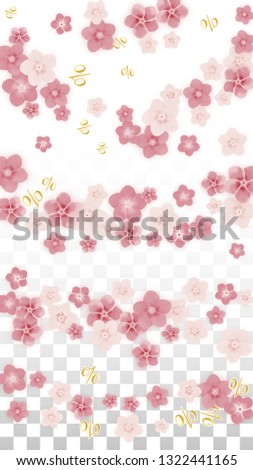 Vector Spring or Summer Sale Background with Flowers and Percent for  Poster Design. Good for Special Hot Holiday Discount Offer, Black Friday, Fashion Promotion Action. Romantic Sakura Illustration