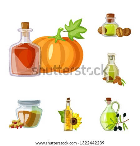 Vector illustration of bottle and glass  logo. Set of bottle and agriculture stock symbol for web.