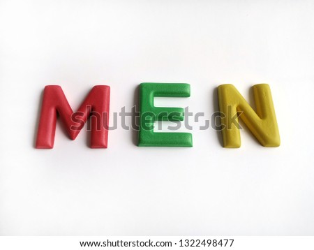 The word " MEN" on white background
