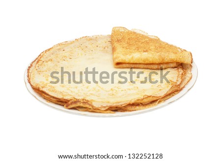 traditional russian crepes, isolated on white Royalty-Free Stock Photo #132252128