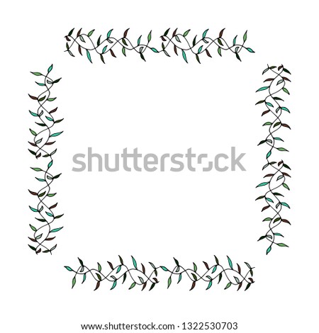 Square with multi-colored leaf pattern. Vector on white background for your design. 