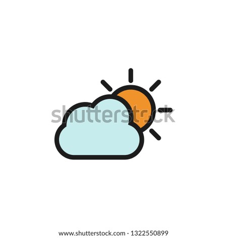 Cloud With Sun Icon Vector , Using For Presentation, Website and Application