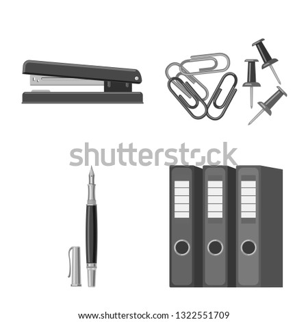 Vector design of office and supply sign. Set of office and school stock vector illustration.