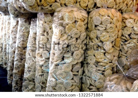 Kerupuk,  traditional crackers in Indonesia.  Royalty-Free Stock Photo #1322571884