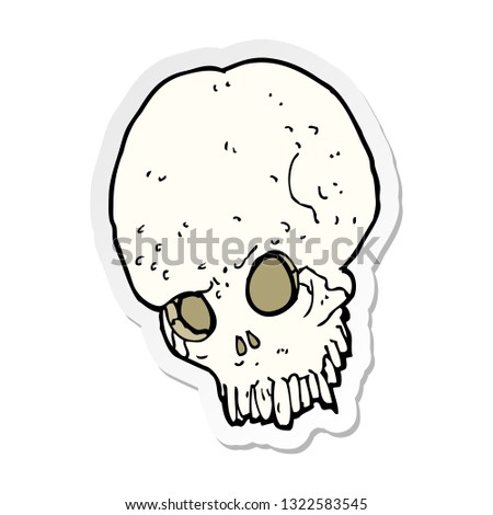 sticker of a cartoon spooky skull