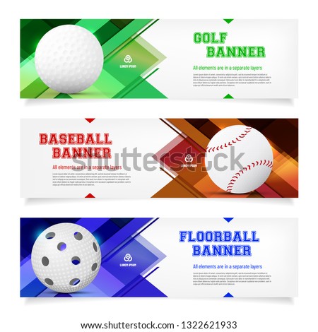 Set of sport banner templates with ball and sample text in separate layer - vector illustration