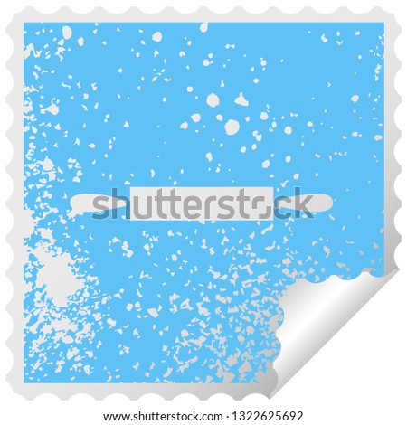 distressed square peeling sticker symbol of a rolling pin