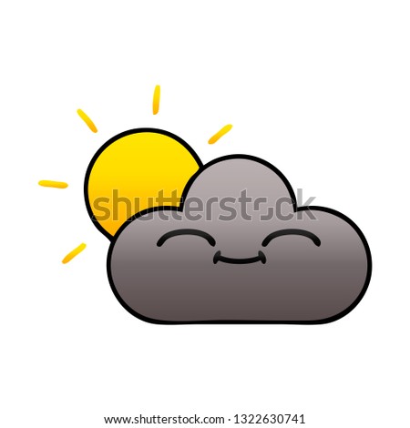 gradient shaded cartoon of a storm cloud and sun