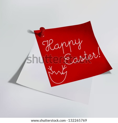 Easter paper note Paper note with push pin Love message I love you