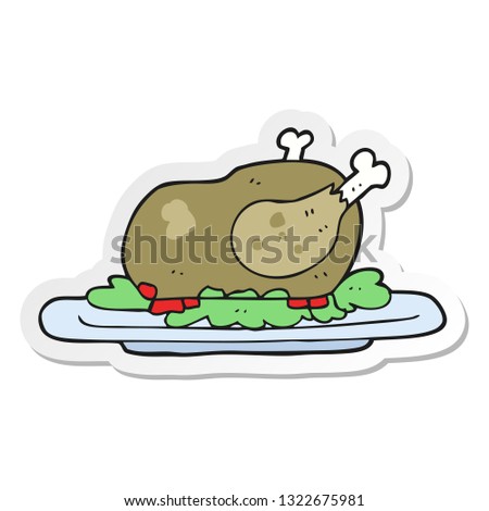 sticker of a cartoon cooked turkey