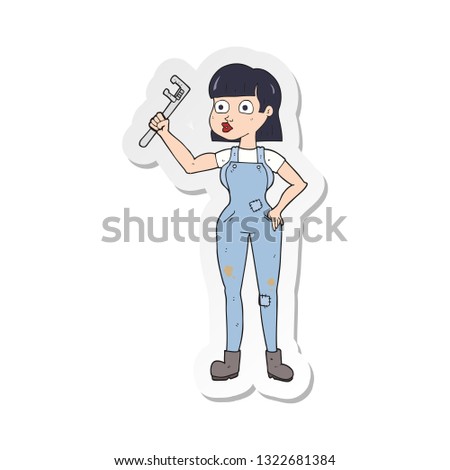 sticker of a cartoon female plumber