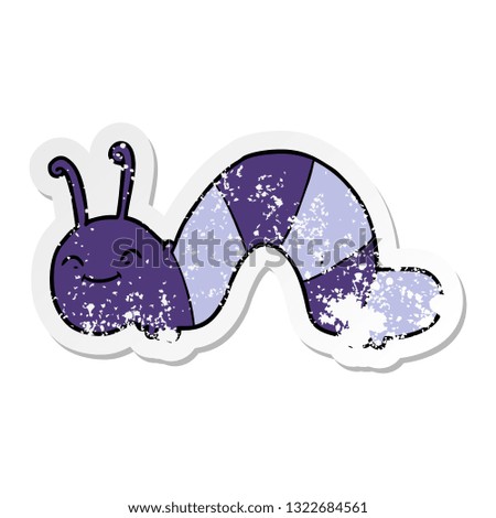 distressed sticker of a cartoon happy bug