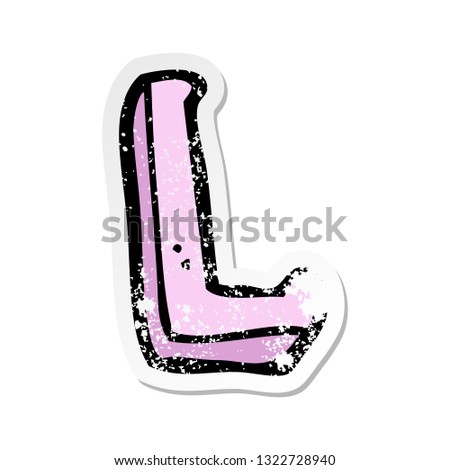 retro distressed sticker of a cartoon letter L