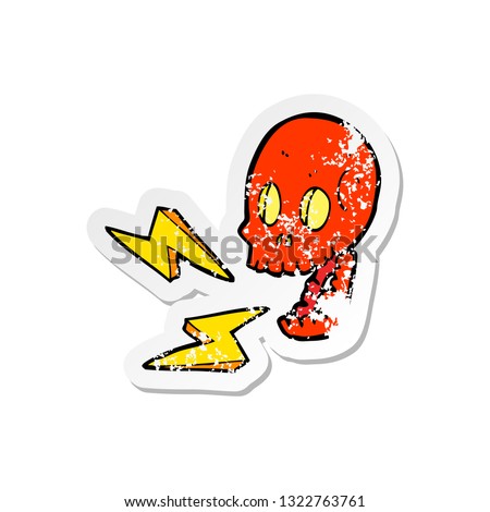 retro distressed sticker of a cartoon crazy skull