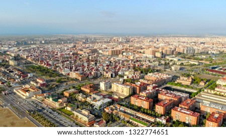 Valencia from the bird's-eye view. Aerial view. The magnificent 