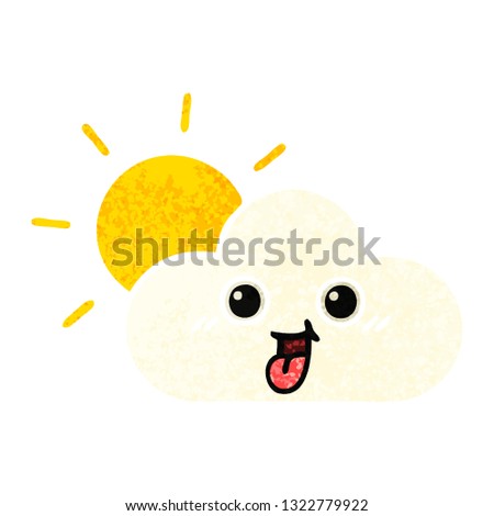 retro illustration style cartoon of a sun and cloud