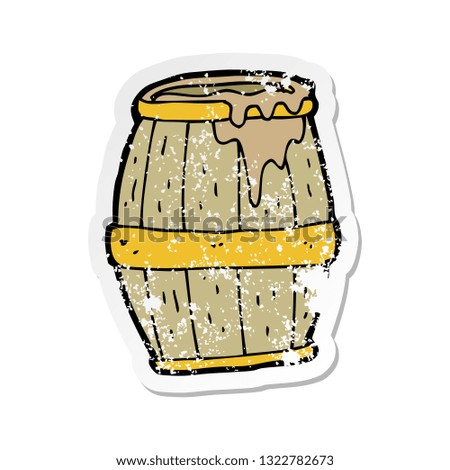 retro distressed sticker of a cartoon beer barrel