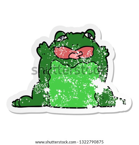 distressed sticker of a cartoon toad