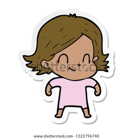 sticker of a cartoon friendly girl
