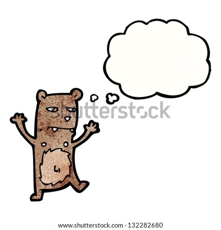 crazy cartoon bear with thought bubble