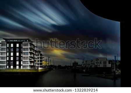 Long term exposure in the port on the North Sea at Cuxhaven 