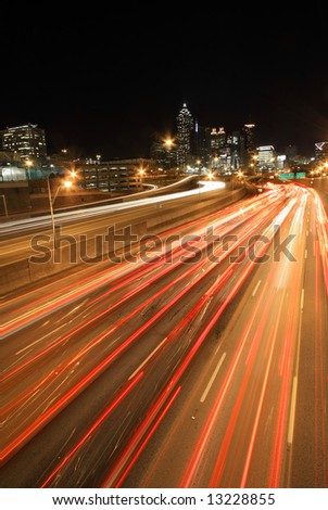 Atlanta rush-hour at night -  long exposure, ultra wide angle - Very dramatic