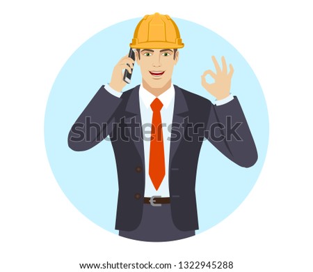 Businessman holding a folder. Portrait of businessman in a flat style. Vector illustration.