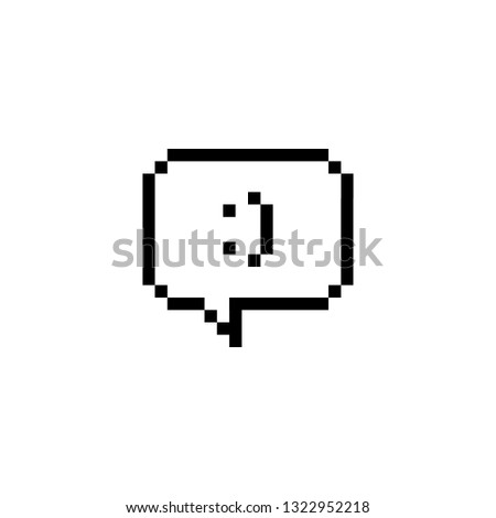 Pixel art bubble speech happy emoticon - isolated vector illustration