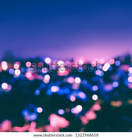 Blur city light bokeh abstract background at night in Bangkok, Thailand